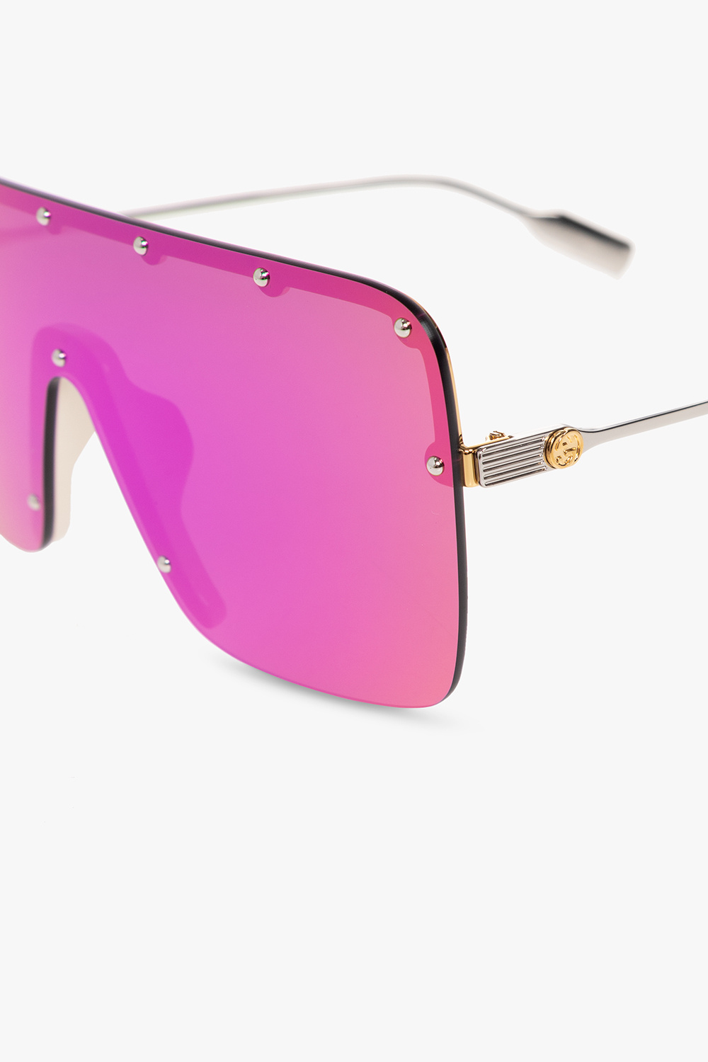 SchaferandweinerShops GW Pink Sunglasses Gucci panther head detail sunglasses Silver